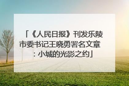 《人民日报》刊发乐陵市委书记王晓勇署名文章：小城的光影之约
