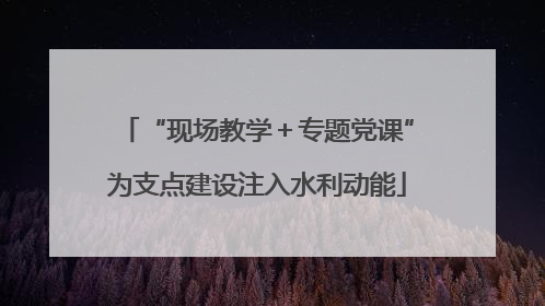 “现场教学＋专题党课”为支点建设注入水利动能