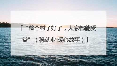 “整个村子好了，大家都能受益”（稳就业·暖心故事）