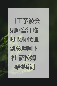 王予波会见阿富汗临时政府代理副总理阿卜杜·萨拉姆·哈纳菲