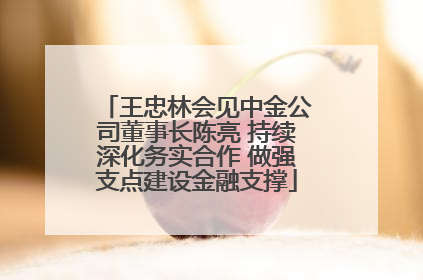 王忠林会见中金公司董事长陈亮 持续深化务实合作 做强支点建设金融支撑