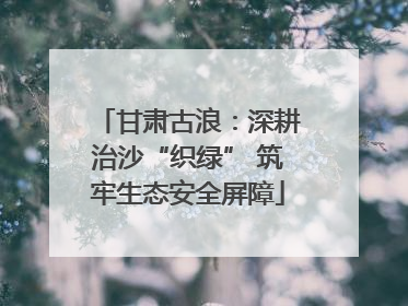 甘肃古浪：深耕治沙“织绿” 筑牢生态安全屏障