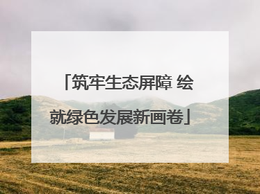 筑牢生态屏障 绘就绿色发展新画卷