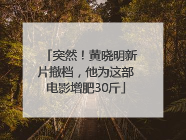 突然！黄晓明新片撤档，他为这部电影增肥30斤