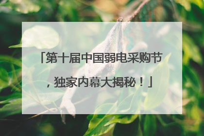第十届中国弱电采购节，独家内幕大揭秘！