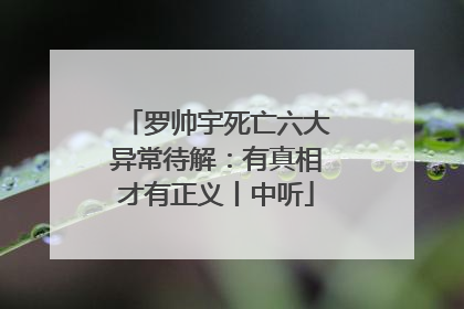 罗帅宇死亡六大异常待解：有真相才有正义丨中听