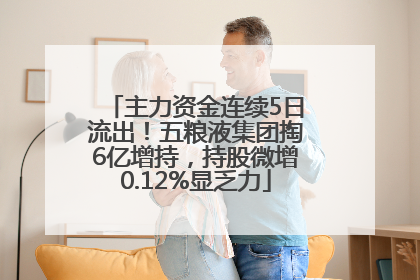 主力资金连续5日流出！五粮液集团掏6亿增持，持股微增0.12%显乏力