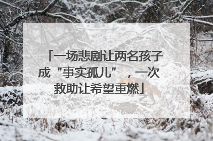 一场悲剧让两名孩子成“事实孤儿”，一次救助让希望重燃