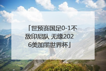 世预赛国足0-1不敌印尼队 无缘2026美加墨世界杯