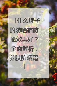 什么牌子的防晒霜防晒效果好？全面解析：养肤防晒霜