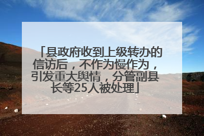 县政府收到上级转办的信访后，不作为慢作为，引发重大舆情，分管副县长等25人被处理
