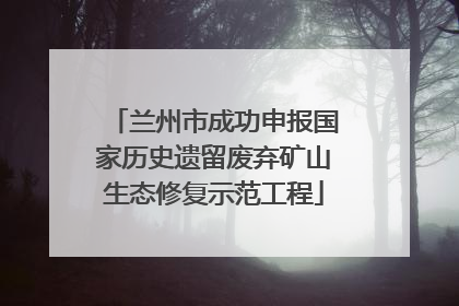 兰州市成功申报国家历史遗留废弃矿山生态修复示范工程