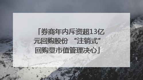 券商年内斥资超13亿元回购股份 “注销式”回购显市值管理决心