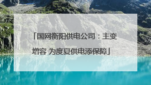 国网衡阳供电公司：主变增容 为度夏供电添保障