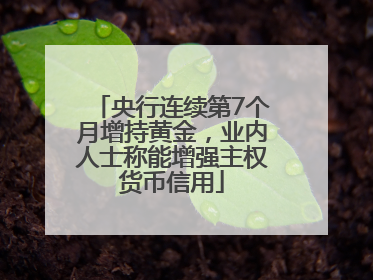 央行连续第7个月增持黄金，业内人士称能增强主权货币信用