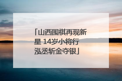 山西围棋再现新星 14岁小将行泓丞斩金夺银