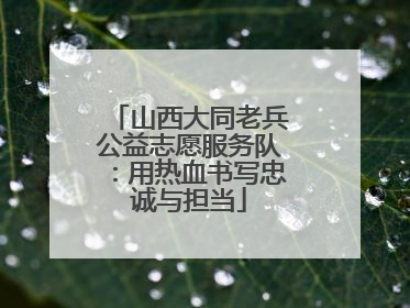 山西大同老兵公益志愿服务队：用热血书写忠诚与担当