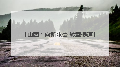 山西：向新求变 转型提速