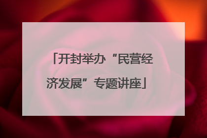 开封举办“民营经济发展”专题讲座