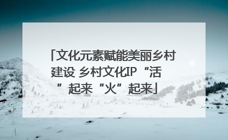 文化元素赋能美丽乡村建设 乡村文化IP“活”起来“火”起来