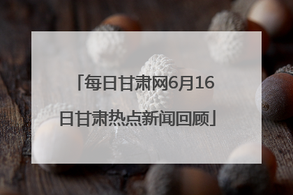 每日甘肃网6月16日甘肃热点新闻回顾