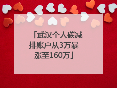 武汉个人碳减排账户从3万暴涨至160万