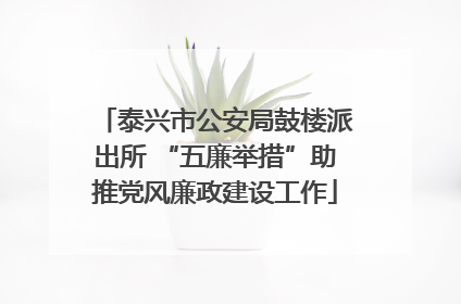 泰兴市公安局鼓楼派出所 “五廉举措”助推党风廉政建设工作