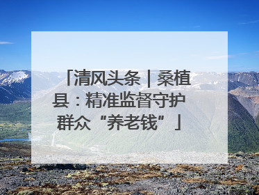 清风头条｜桑植县：精准监督守护群众“养老钱”