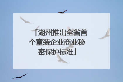 湖州推出全省首个童装企业商业秘密保护标准