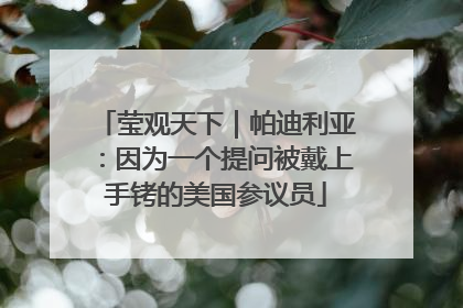 莹观天下｜帕迪利亚：因为一个提问被戴上手铐的美国参议员
