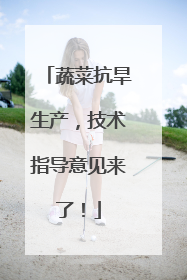蔬菜抗旱生产，技术指导意见来了！