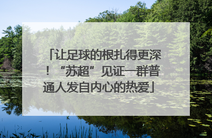 让足球的根扎得更深！“苏超”见证一群普通人发自内心的热爱