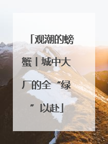 观潮的螃蟹丨城中大厂的全“绿”以赴