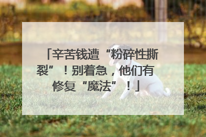 辛苦钱遭“粉碎性撕裂”！别着急，他们有修复“魔法”！
