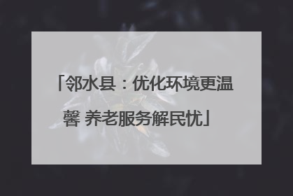 邻水县：优化环境更温馨 养老服务解民忧