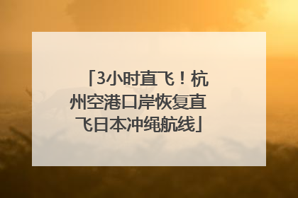 3小时直飞！杭州空港口岸恢复直飞日本冲绳航线